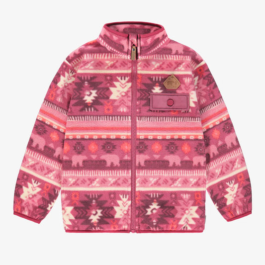 Pink Fleece Jacket With Patterns