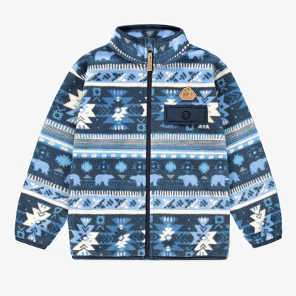 Blue Fleece Jacket With Patterns
