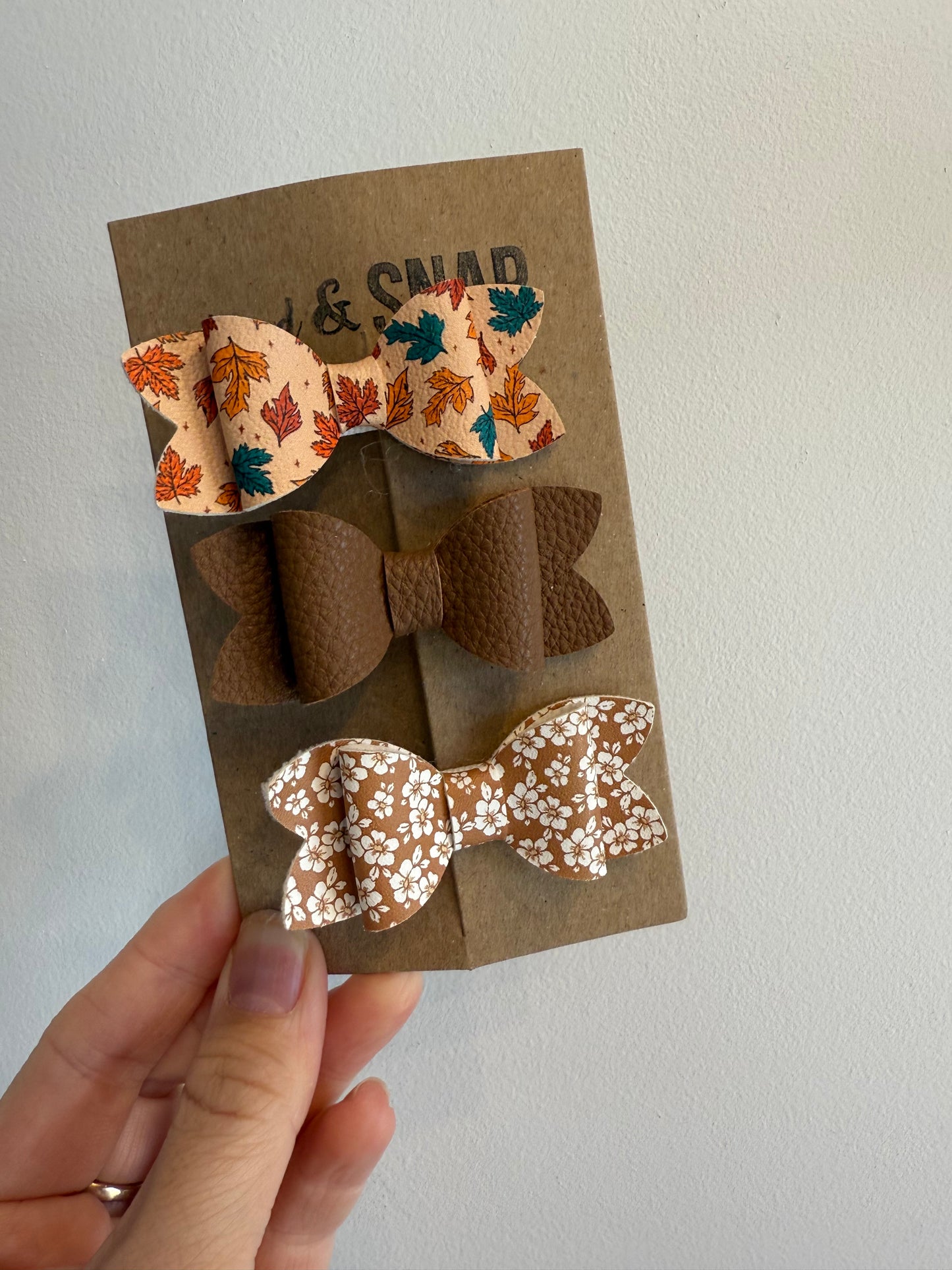 3 Pack Fall Hair Bow Clips