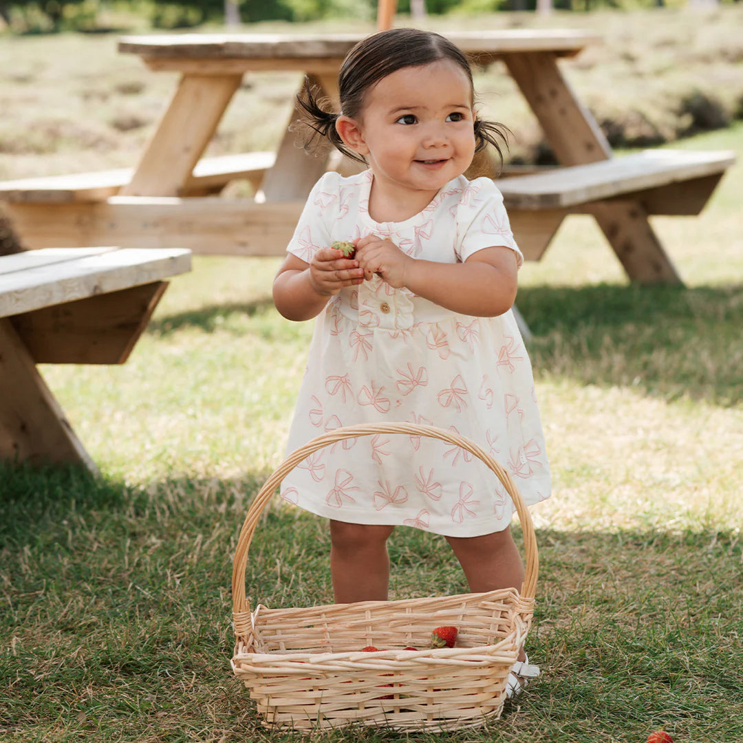 Bows Print on Ivory Bodysuit Dress