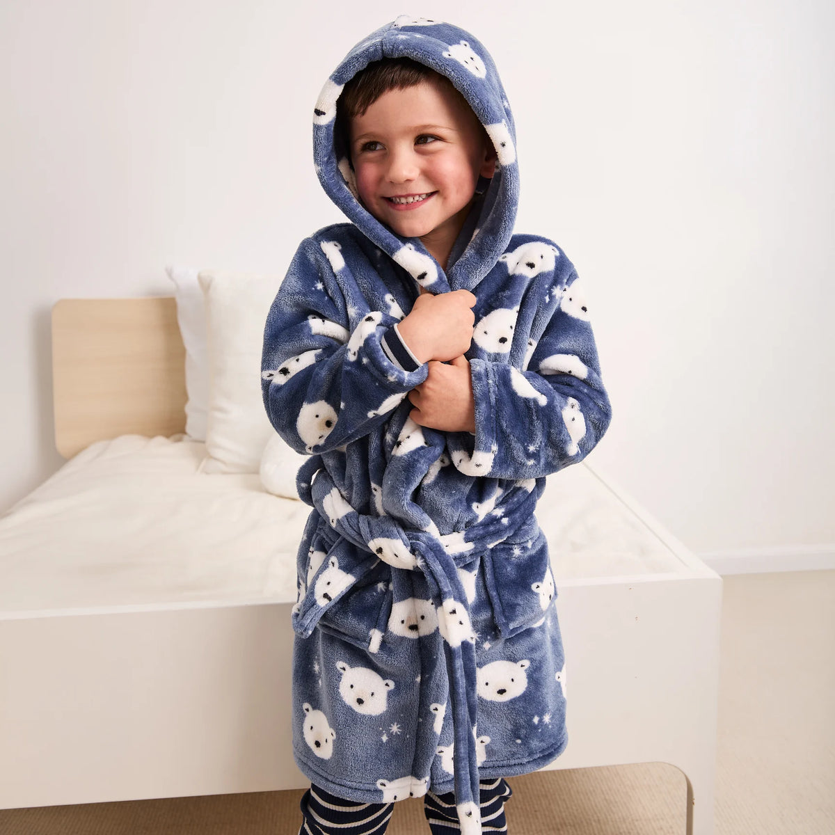 Polar Bear Print on Fog Plush Robe