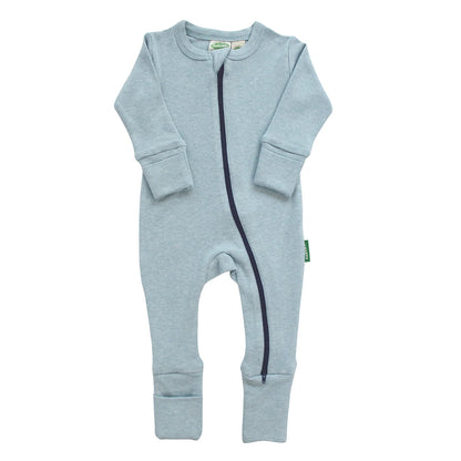 Blue Melange - Organic Snuggle Soft Melange '2-Way' Zipper Romper