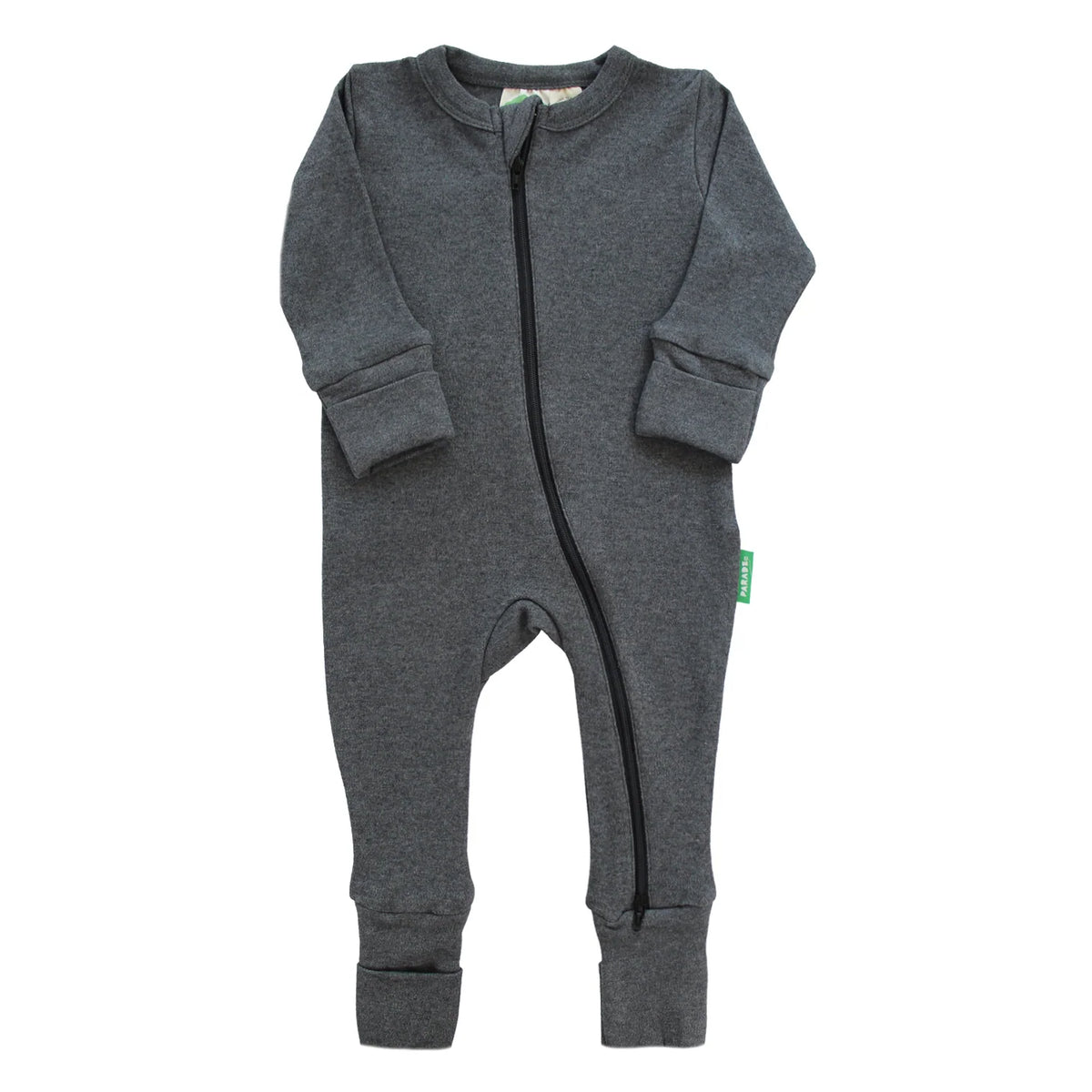 Charcoal Melange - Organic Snuggle Soft Melange '2-Way' Zipper Romper