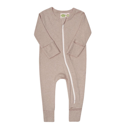 Fawn Melange - Organic Snuggle Soft Melange '2-Way' Zipper Romper