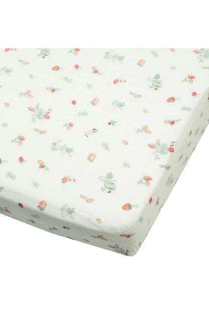 Strawberry Field Muslin Fitted Crib Sheet