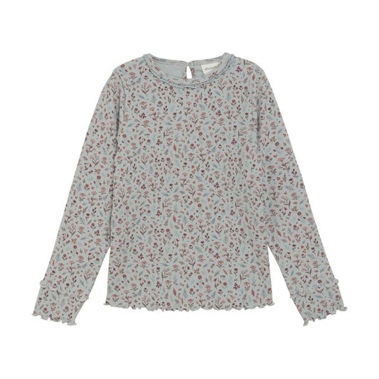 Ribbed Light Blue Floral Top