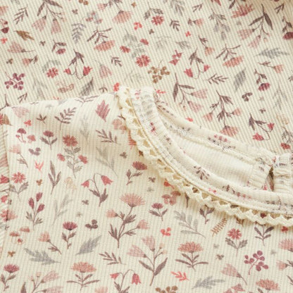 Ribbed Cream Floral Top
