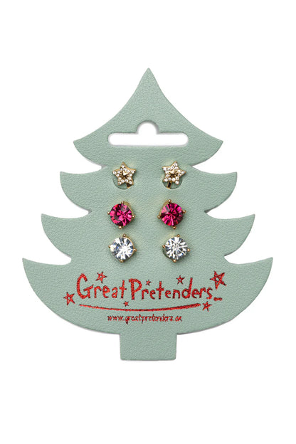 Holiday Tree Clip on Earrings, 3pair