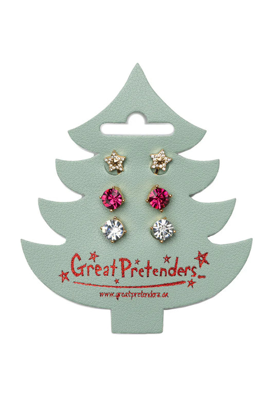 Holiday Tree Clip on Earrings, 3pair