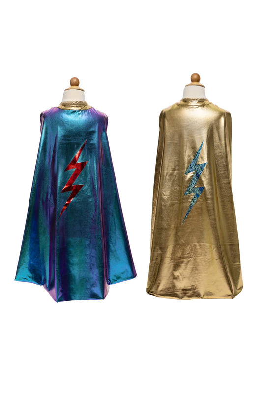 Reversible Blue Lightning Holographic Cape (5-6)