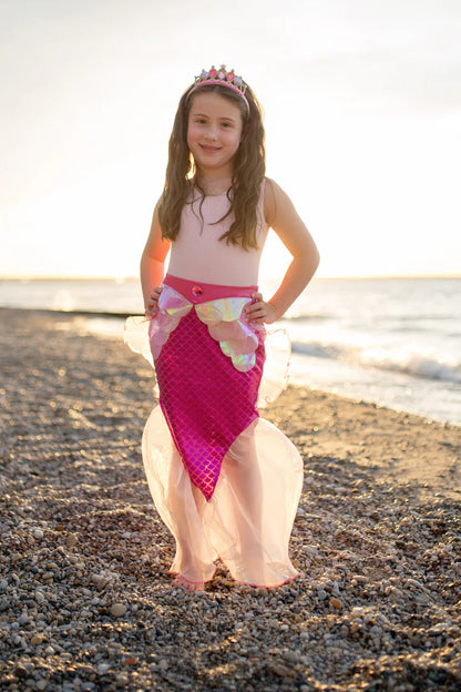 Mermaid Glimmer Skirt Set with Headband - Pink