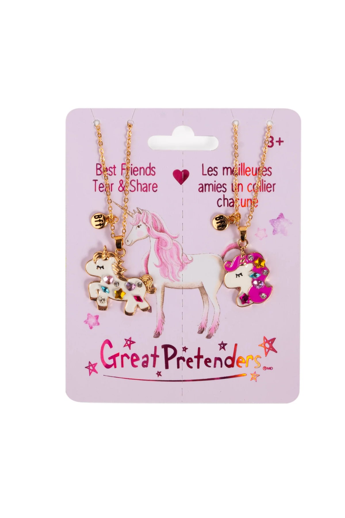 Bejewelled Unicorns Tear and Share Necklace