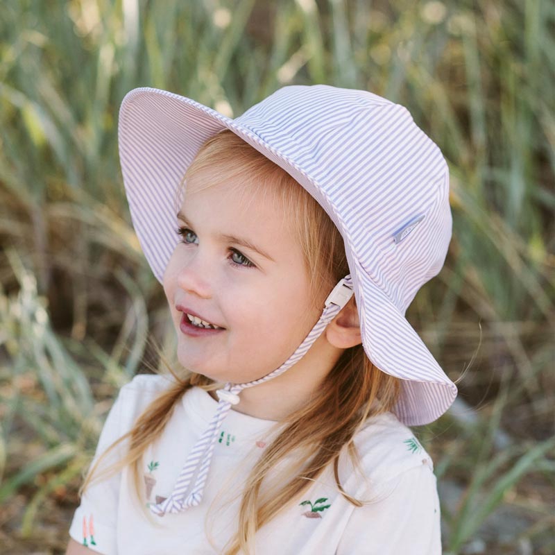 Cotton Floppy Hat - Purple Stripe