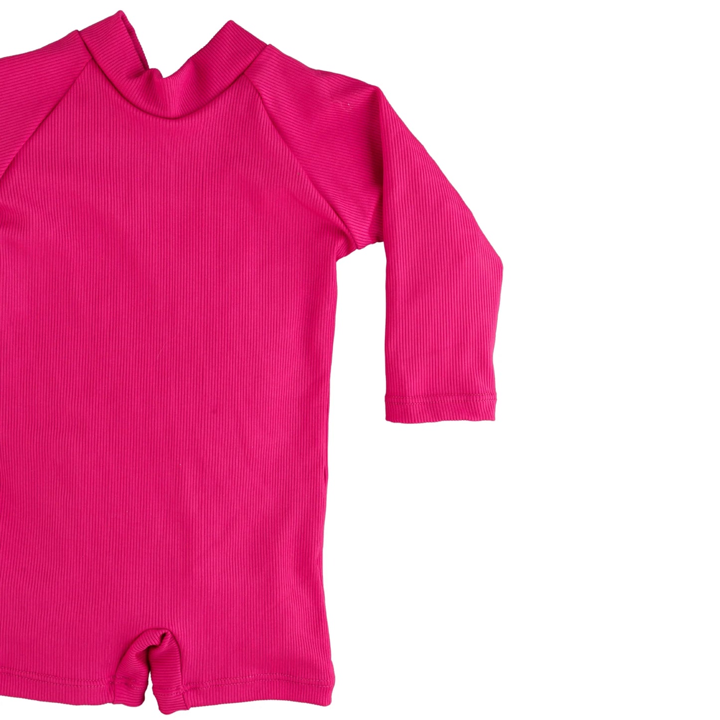 Hot Pink Solid Ribbed Sunsuit