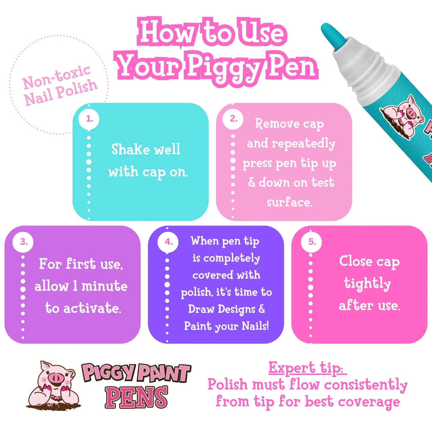 Twirly Teal Piggy Paint Pen