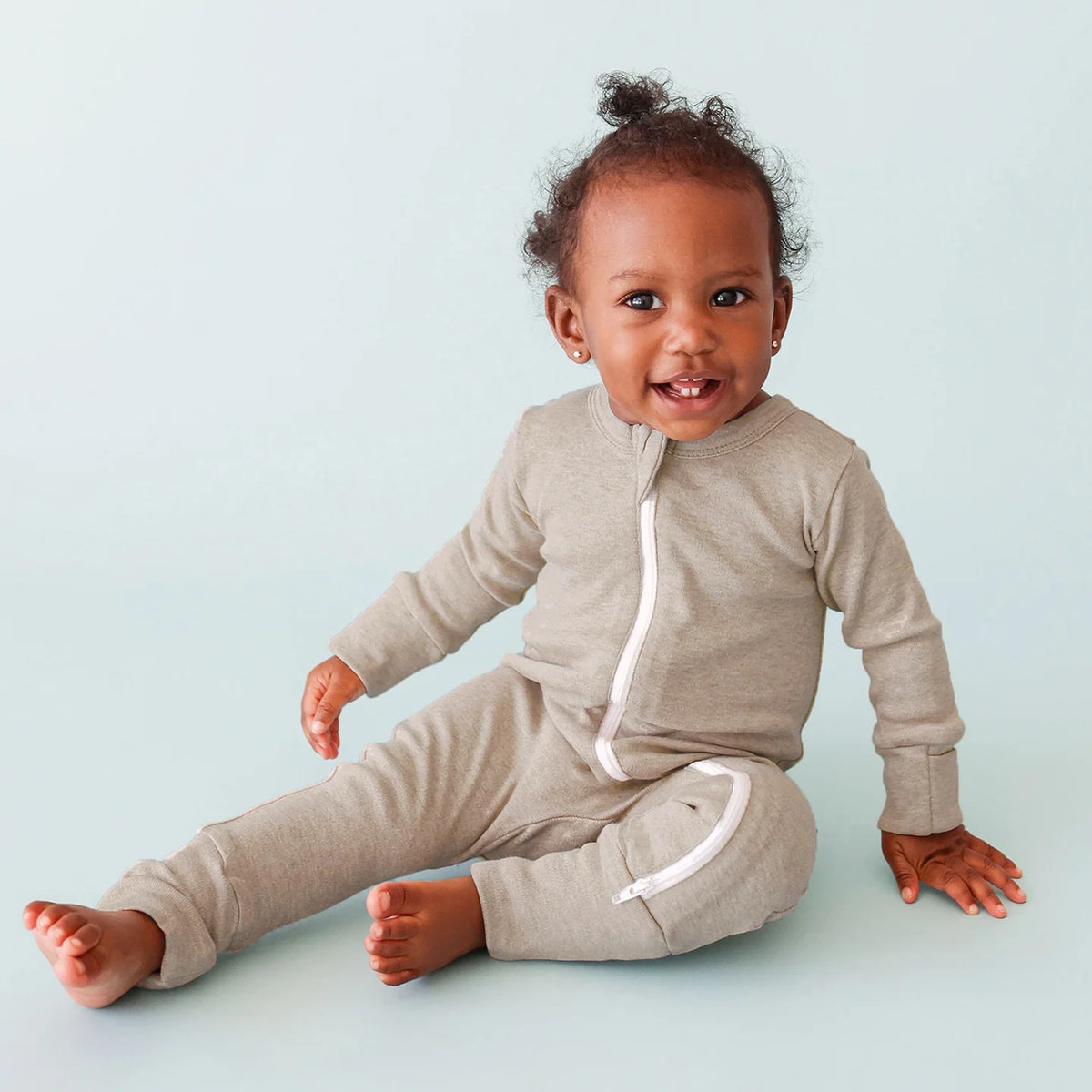 Fawn Melange - Organic Snuggle Soft Melange '2-Way' Zipper Romper