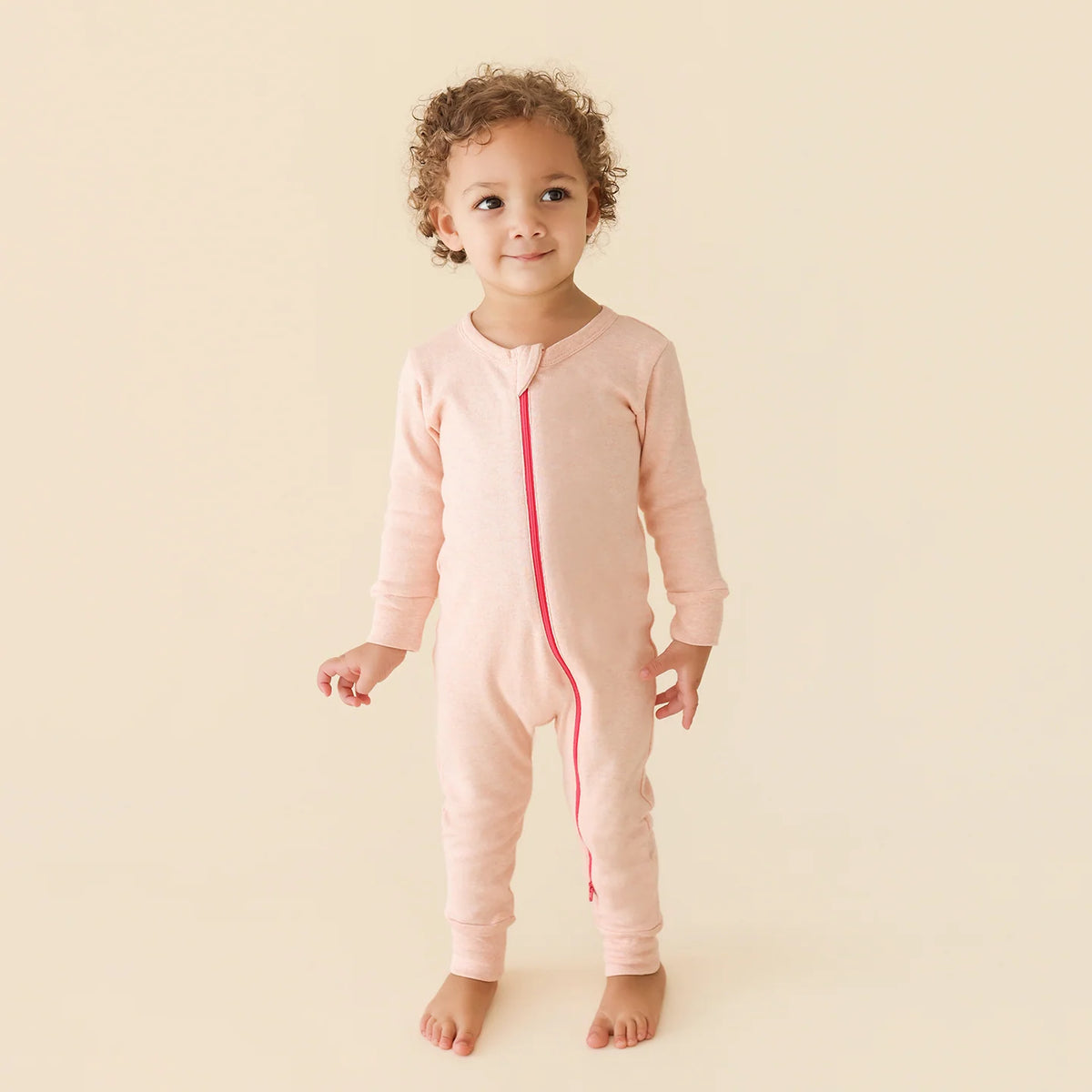 Pink Melange - Organic Snuggle Soft Melange '2-Way' Zipper Romper