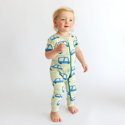 Cars Organic Signature Print '2-Way' Zip Romper - Short Sleeve