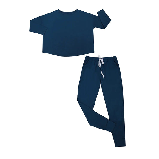 Women's Long Sleeve Jogger Set - Deep Blue