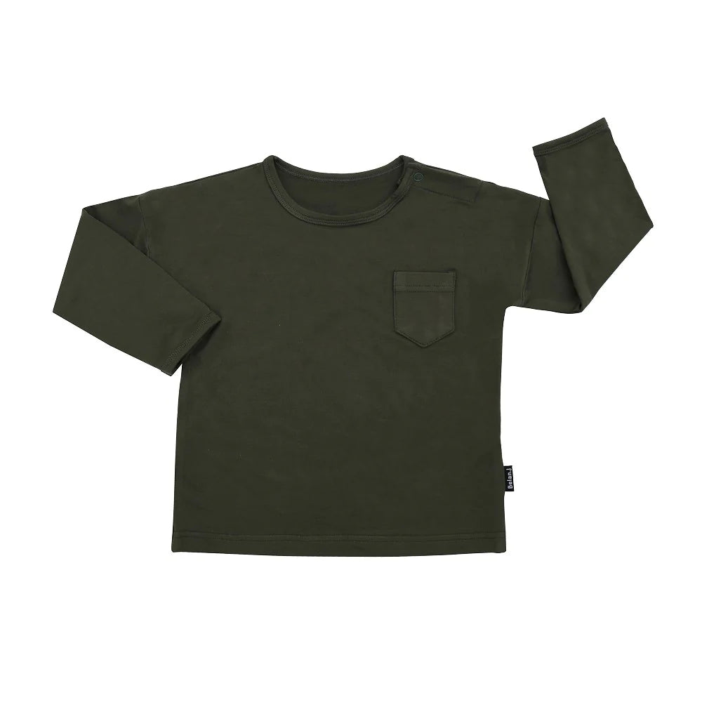 Forest Green Long Sleeve Pocket Tee