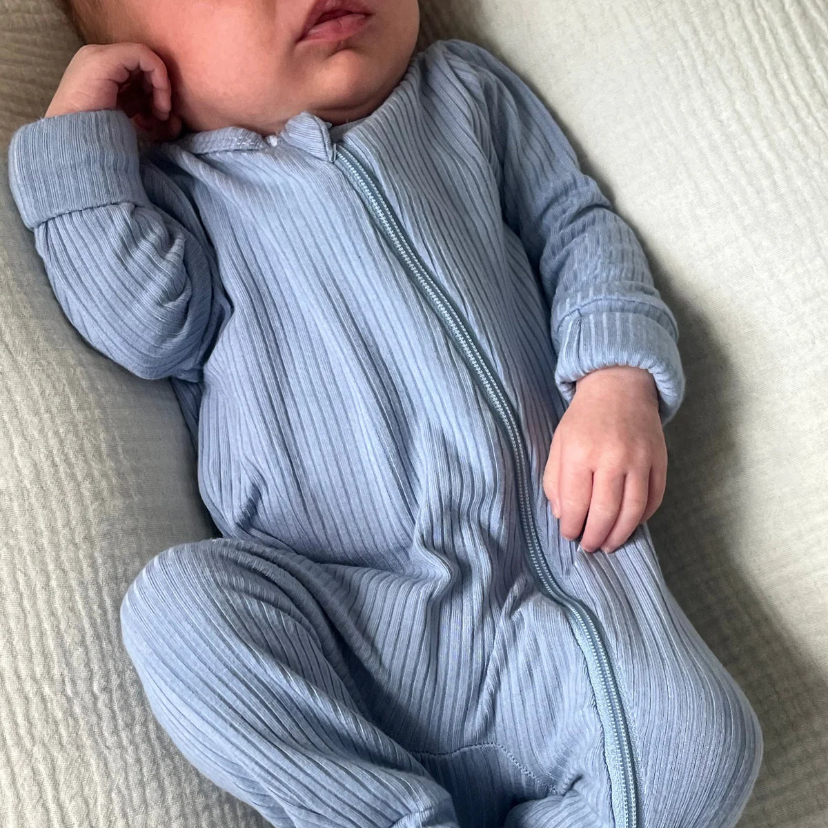 Dusty Blue Ribbed Sleeper