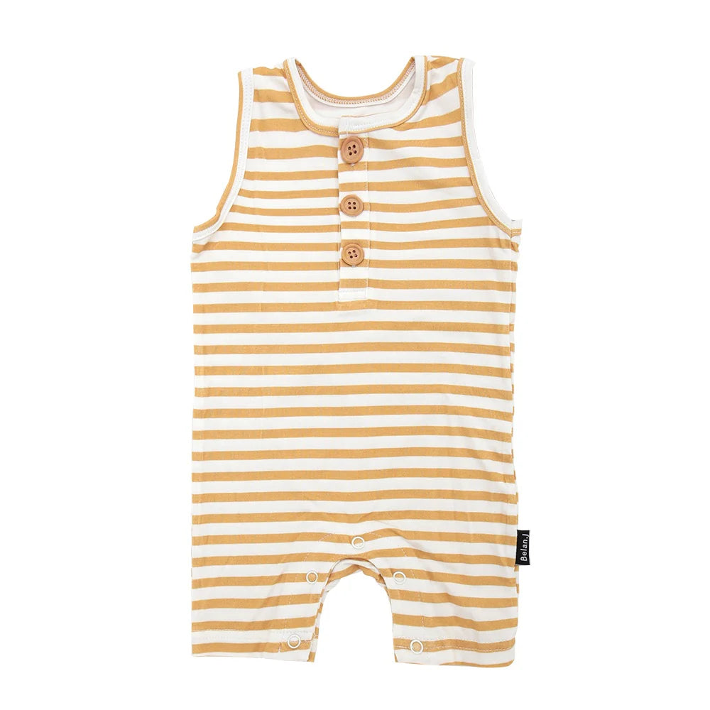 Sleeveless Shortall Romper - Sun Stripe