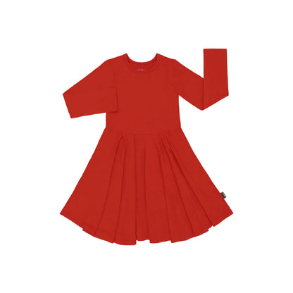 Santa Red Long Sleeves Twirl Dress