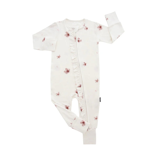 Ruffled Petals- Footless Sleeper with Fold-Over Cuffs