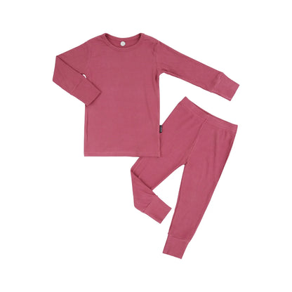 Ribbed Bamboo L/S PJ Set - Rosewood