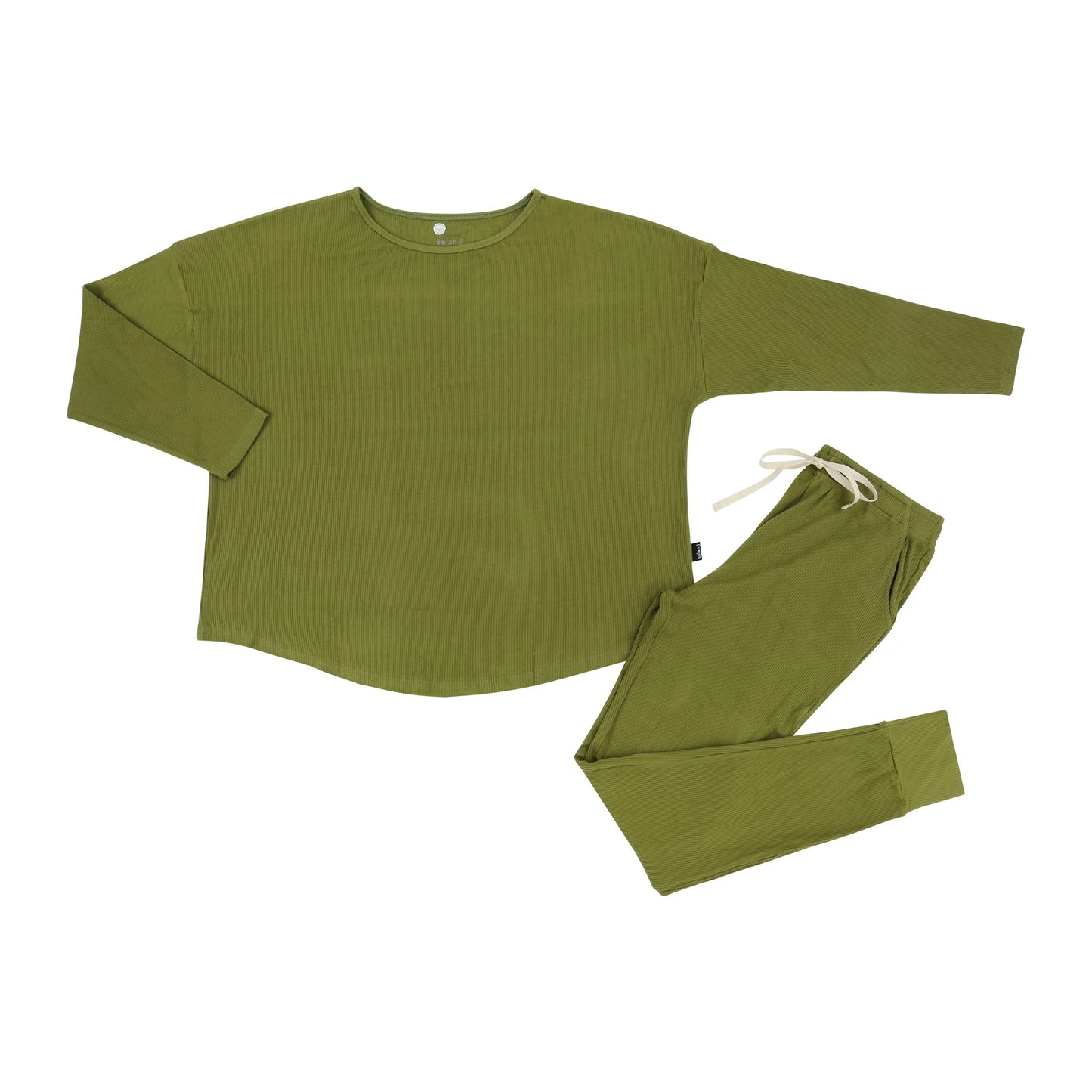 Ribbed Bamboo Women's L/S PJ Set - Olive Green