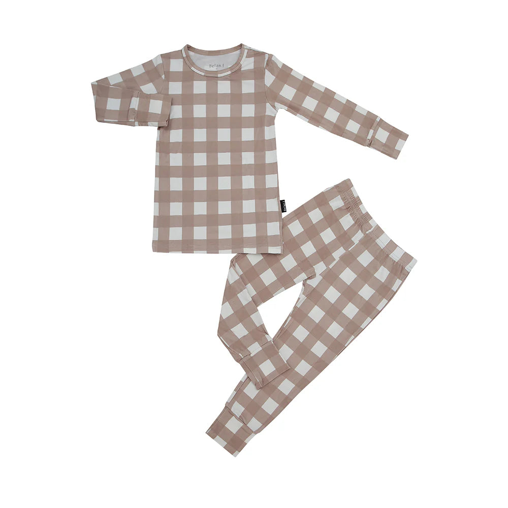 Taupe Plaid PJ Pocket Jogger Set