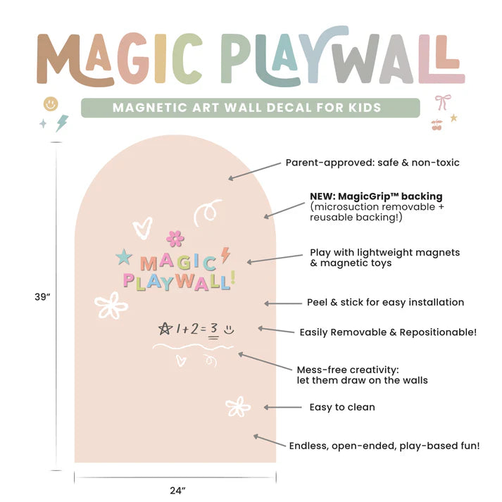 *NEW MAGIC GRIP BACKING* Magic Playwall - Original Arch Magnetic Wall Decal for Kids
