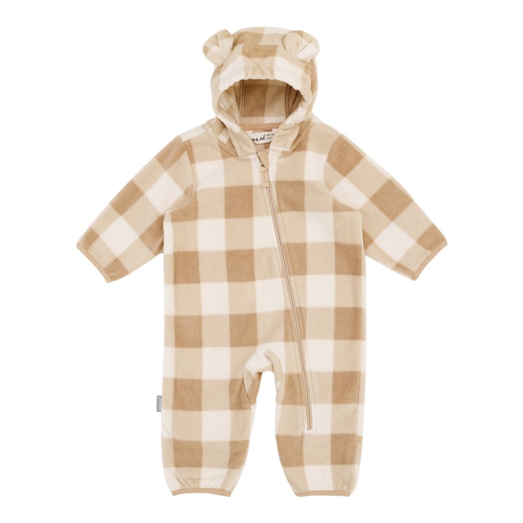 Brown Plaid - Baby Fleece Bunting Suit