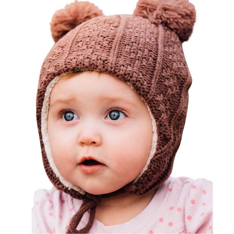 Brown | Bear Knit Winter Earflap Hat