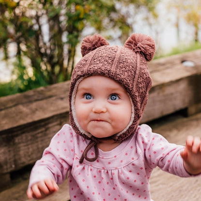 Brown | Bear Knit Winter Earflap Hat