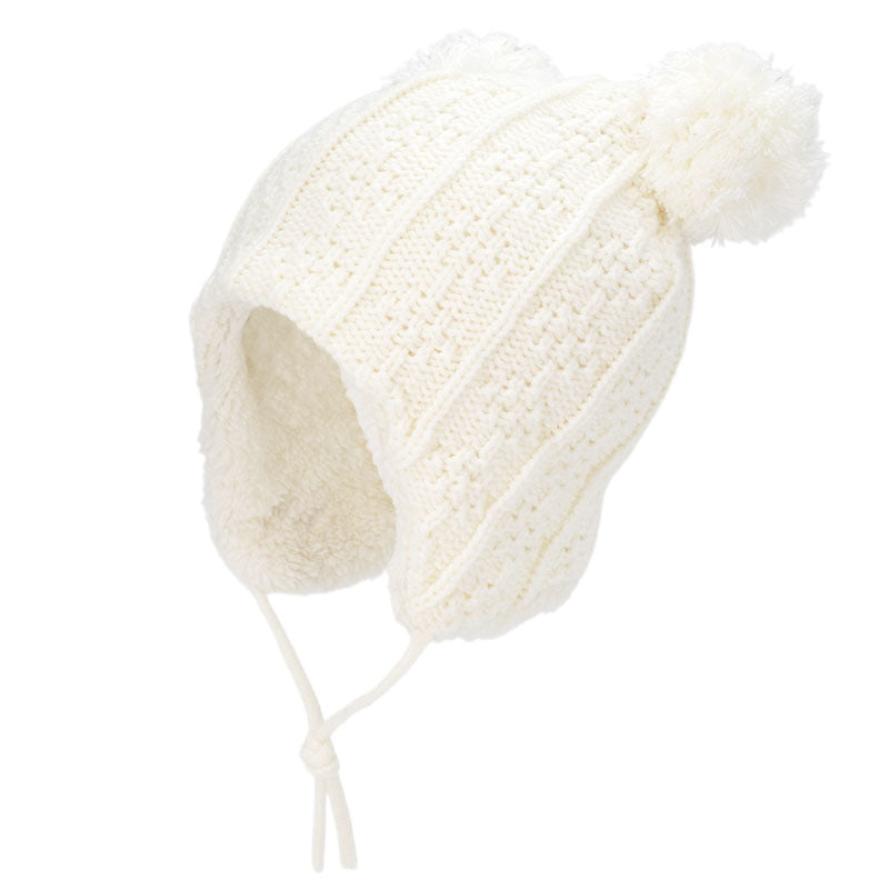 Cream Bear| Bear Knit Winter Earflap Hat