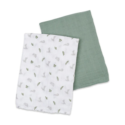 2 Pack Swaddles - Bunnies & Fern