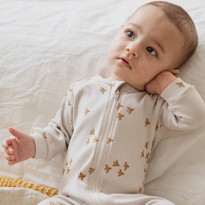 Birds Print on Orchard Tint Footed Sleeper