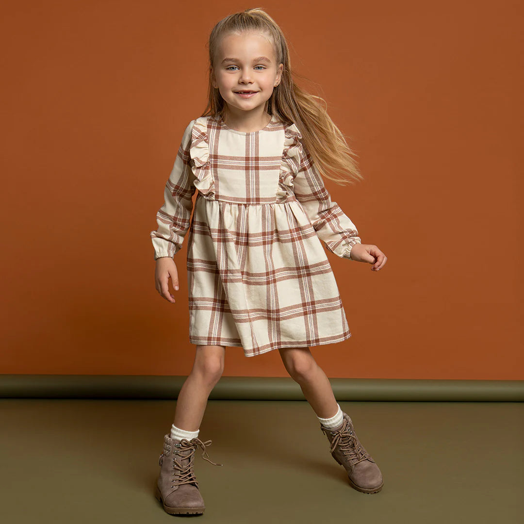 Copper Plaid Flannel Dress