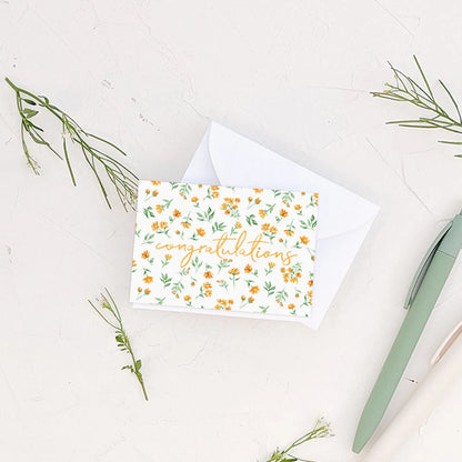 Orange Floral Congratulations Card