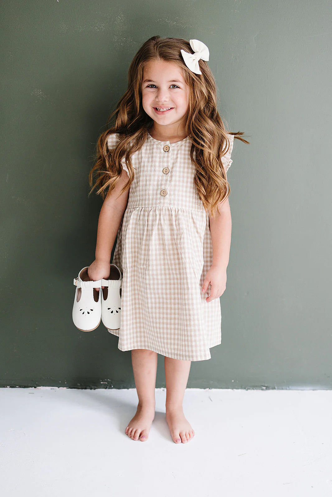 Gingham Ruffle Linen Dress