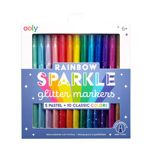 Rainbow Sparkle Glitter Markers - Set of 15