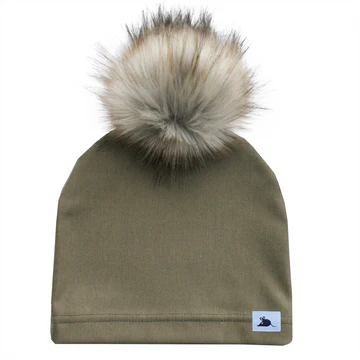 Olive Pom Pom Hat