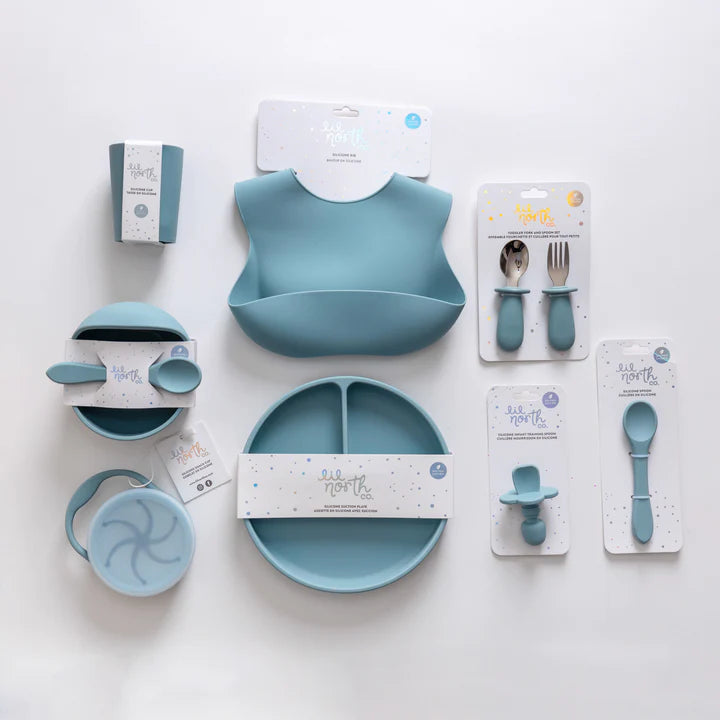 Pale Blue Silicone & Stainless Steel Toddler Cutlery Set