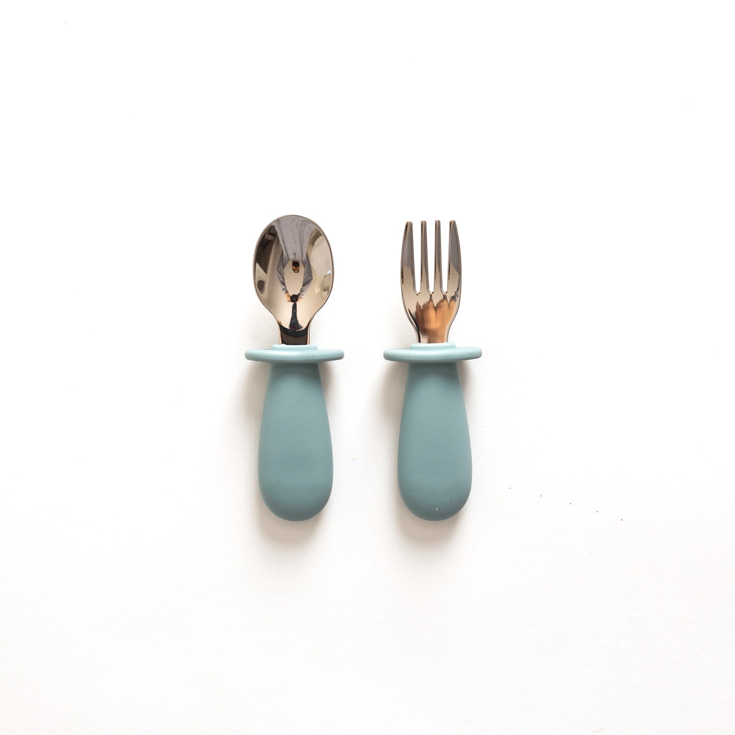 Pale Blue Silicone & Stainless Steel Toddler Cutlery Set