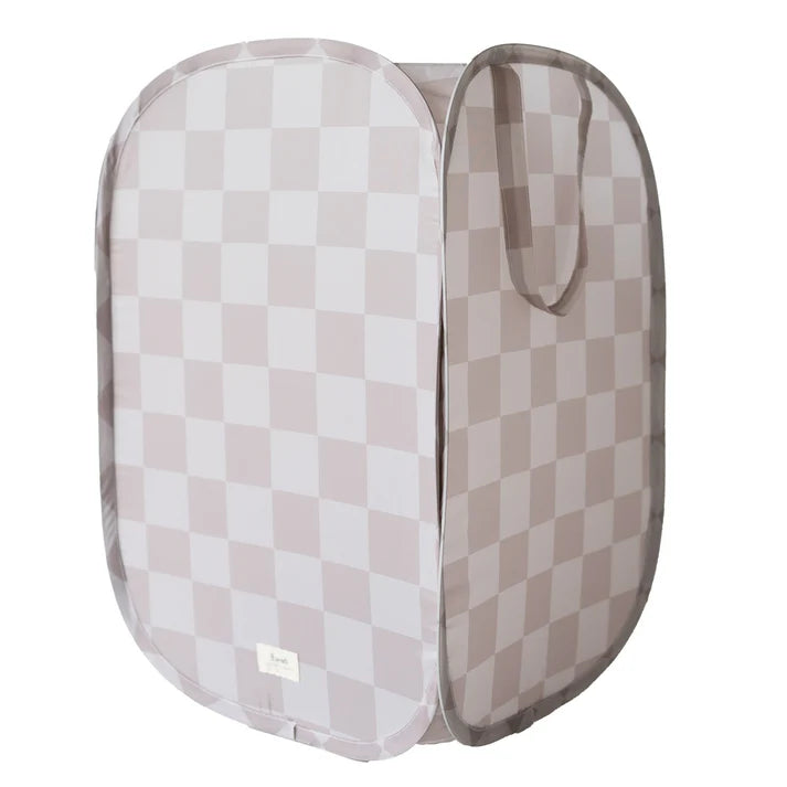 Checkerboard Beige Pop-Up Laundry/Toy Hamper