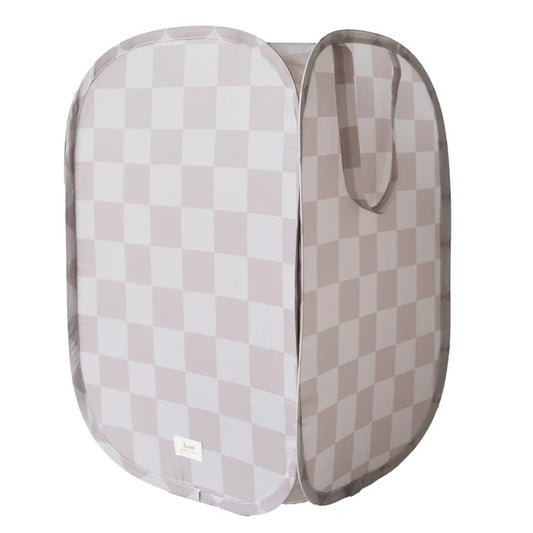 Checkerboard Beige Pop-Up Laundry/Toy Hamper
