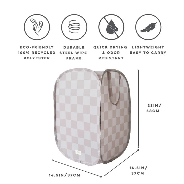 Checkerboard Beige Pop-Up Laundry/Toy Hamper