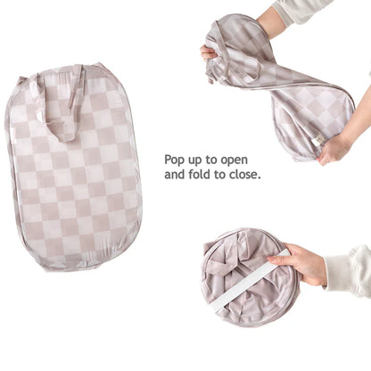 Checkerboard Beige Pop-Up Laundry/Toy Hamper