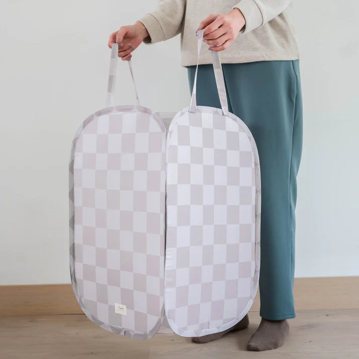 Checkerboard Beige Pop-Up Laundry/Toy Hamper